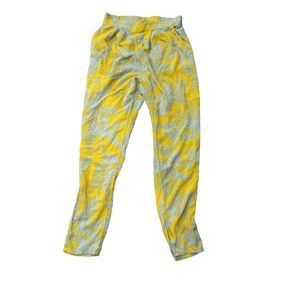 Womens Casual Pants Size US 2 Yellow Floral Wide Leg Elastic Waist Boho Vacation